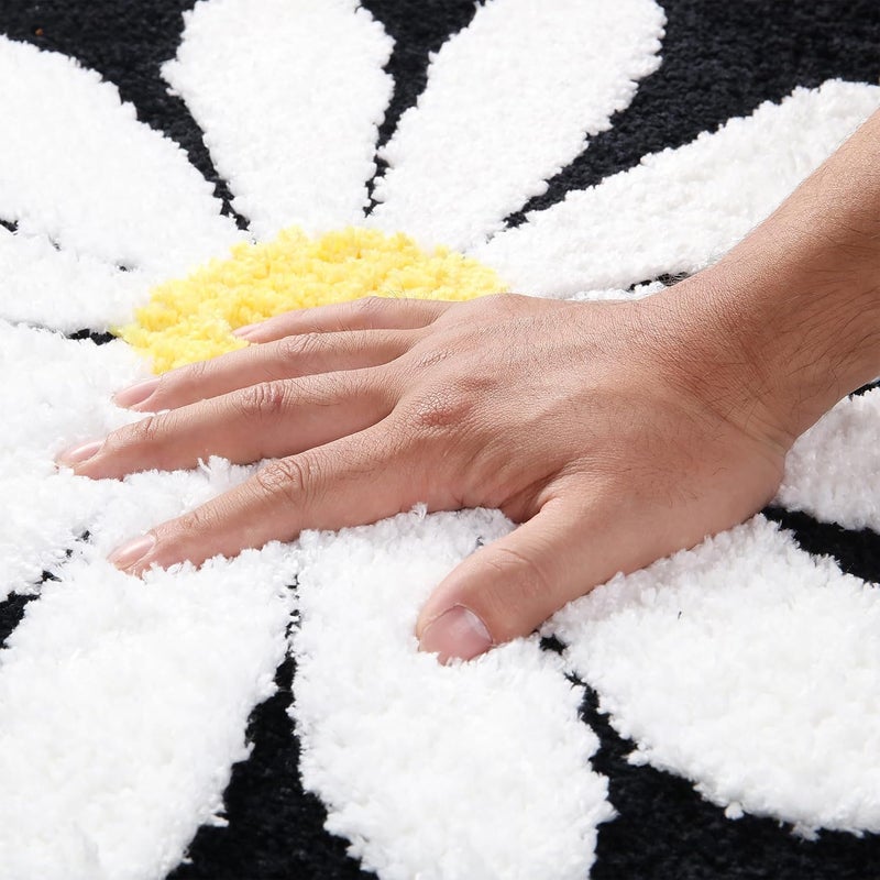 AAZEEM Mat Rugs Non-Slip Abstract Bath Rugs Cute Mat Washable for Tube|Rectangular Door Mat for Home |Drawingroom |Easy Clean Indoor and Outdoor Floor Mat |Dark Black | - Image 3