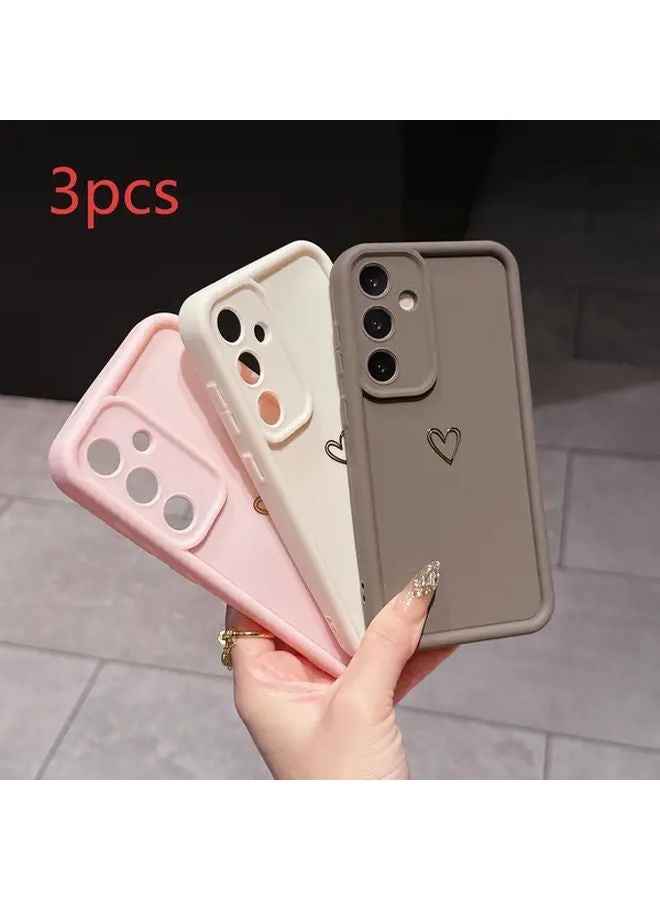 مجموعة أغلفة الهاتف بتصميم 3 قلوب متعددة الألوان لـ Redmi K80 وموديلات شاومي - Image 1