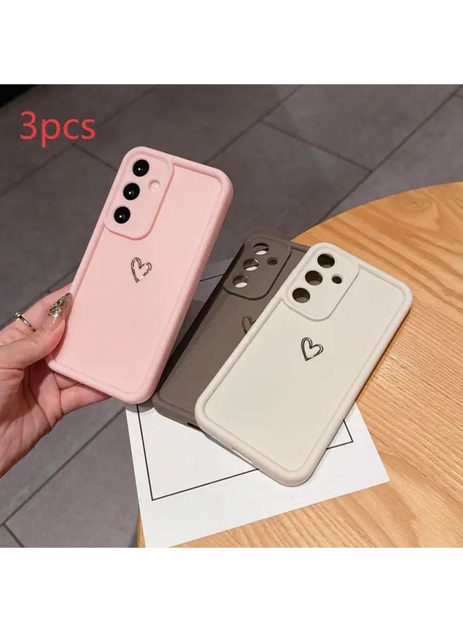 مجموعة أغلفة الهاتف بتصميم 3 قلوب متعددة الألوان لـ Redmi K80 وموديلات شاومي - Image 3