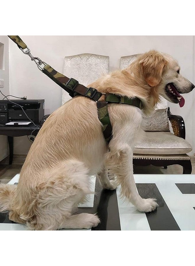 Army Print Nylon Harness Leash Set - Adjustable Harness Military Design Heavy Hook For Maxi And Large Breed Dogs (X-Large) - Image 1