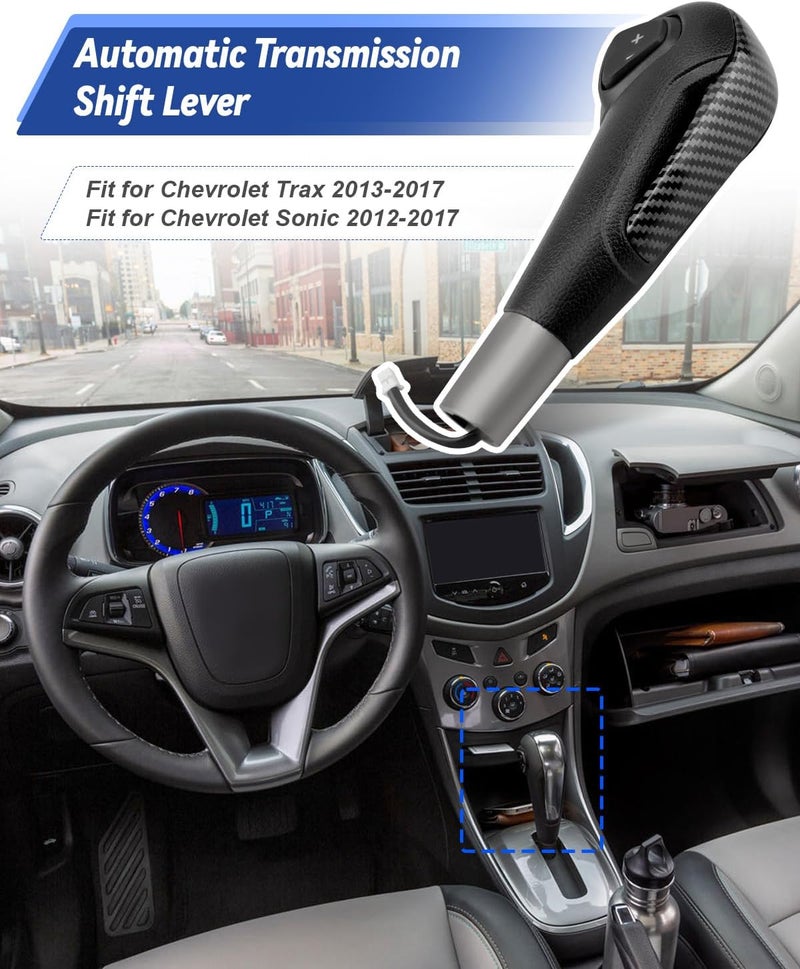 JUWEVAZU Carbon Fiber Gear Shifter Shift Knob for Chevy Sonic and Trax (2012-2017) - Image 2
