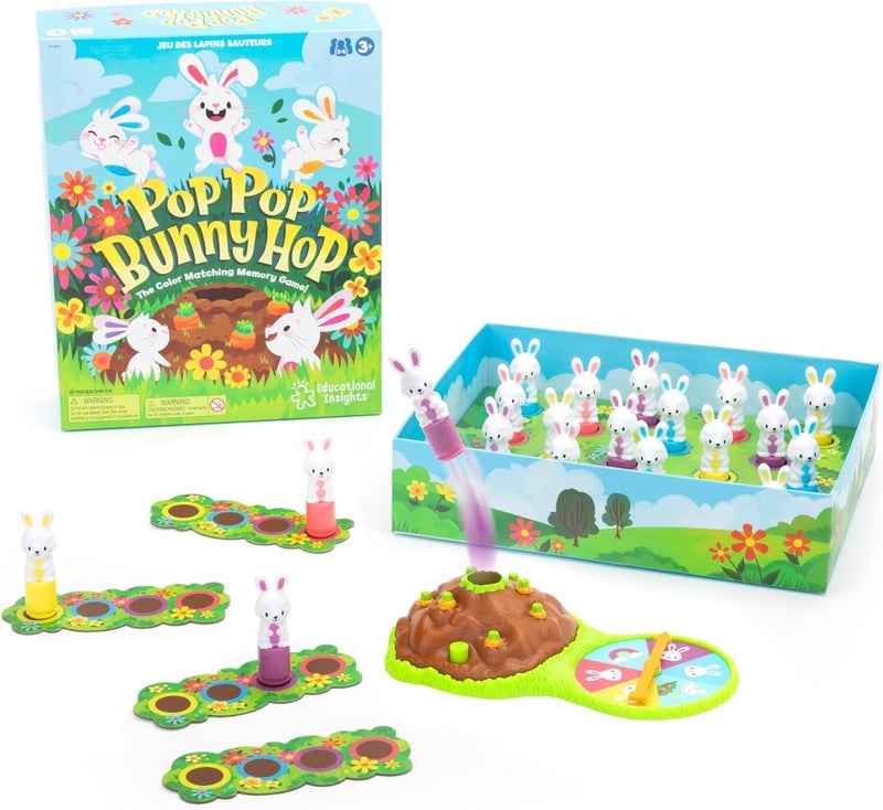 إديوكيشنال إنسايتس Educational Insights Pop Pop Bunny Hop - لعبة الذاكرة ومطابقة الألوان لـ 2-4 لاعبين، لعبة تعليمية لمرحلة ما قبل المدرسة، هدية للأعمار 3+ - Image 1