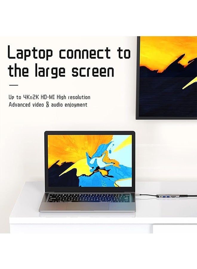 6 in 1 Multiport Dock USB 3.0 C Hub Adapter, Ethernet HDMI 4K/SD/TF Card Reader, PD Charging Port Compatible with MacBook Pro/Air and Type C Windows Laptop ﻿ - Image 3