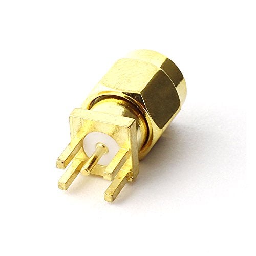 Maxmoral 5PCS SMA Male PCB Panel Edge Mount Plug with 4 Pins Stand Straight Connector RF Coax Coaxial Adapter - Image 3