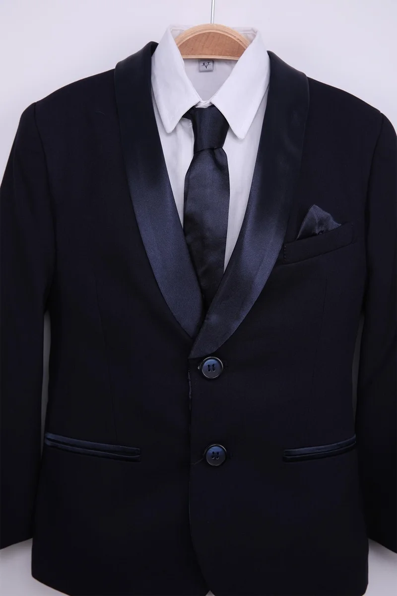 نكساكتيف Tuxedo Jacket Shirt Trousers Bow Tie 4-Piece Children's Youth Suits Graduation Prom Festive Wedding Groom Suit Set NX-5033