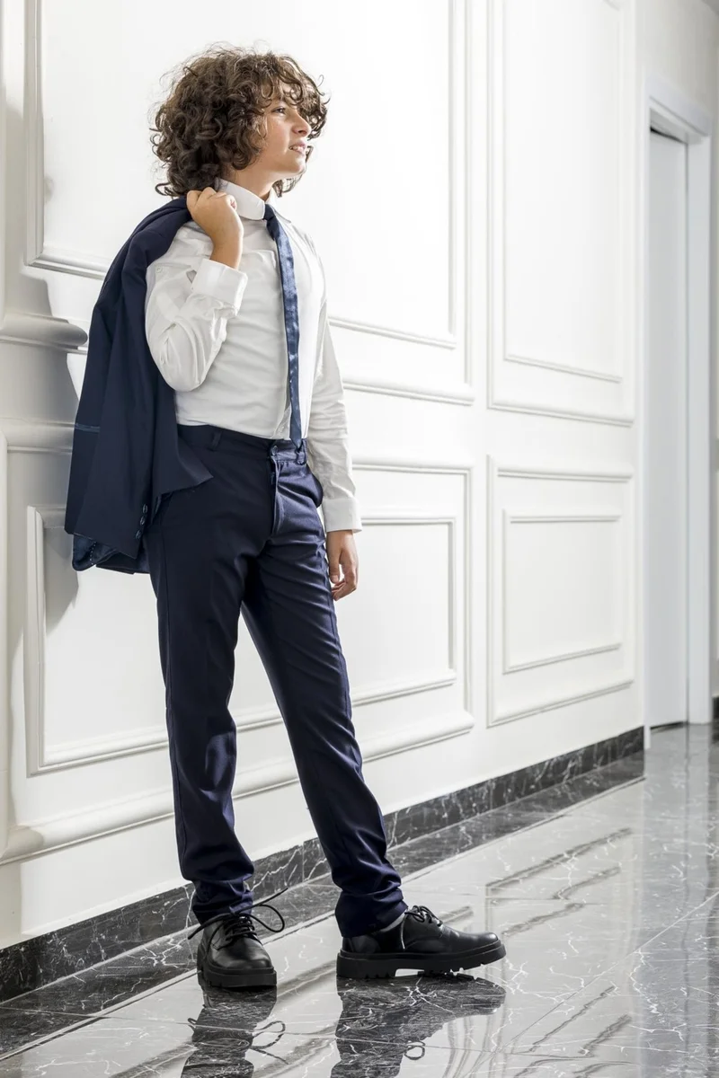 نكساكتيف Tuxedo Jacket Shirt Trousers Bow Tie 4-Piece Children's Youth Suits Graduation Prom Festive Wedding Groom Suit Set NX-5033
