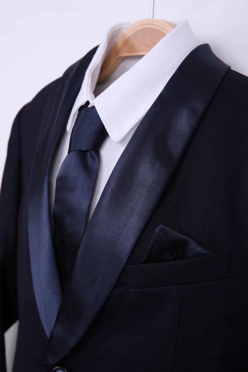 نكساكتيف Tuxedo Jacket Shirt Trousers Bow Tie 4-Piece Children's Youth Suits Graduation Prom Festive Wedding Groom Suit Set NX-5033