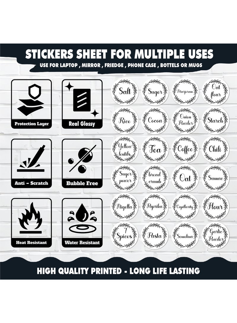 48Pcs Spice Sticker Labels – Waterproof Vinyl with Protective Coating, Durable Kitchen Organizer Tags for Herb and Seasoning Containers, Water-Resistant and Long-Lasting - Image 3