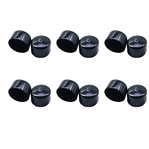 Acocony 1 1/4 Inch Rubber Cap Round 1.25 Inch Rubber End Caps PVC Flexible Protector Plastic Plugs for Round Holes Black Pack of 12 - Image 1