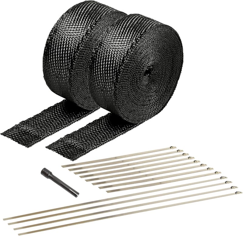 Design Engineering 010073 Exhaust Heat Wrap Kit - Black Titanium Wrap, Locking Ties & Locking Tie Tool - Image 1