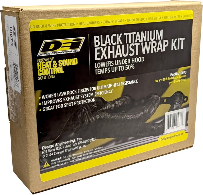 Design Engineering 010073 Exhaust Heat Wrap Kit - Black Titanium Wrap, Locking Ties & Locking Tie Tool - Image 2