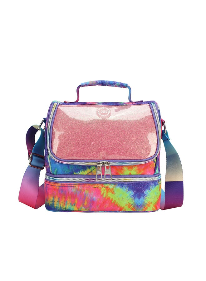 CUBS Tie Dyed Waterproof double decker lunch bag with removable shoulder strap carrying your favorite meals to school, work or while traveling - Image 3