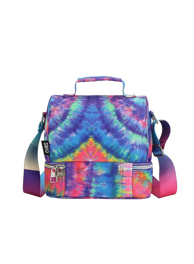 CUBS Tie Dyed Waterproof double decker lunch bag with removable shoulder strap carrying your favorite meals to school, work or while traveling - Image 1