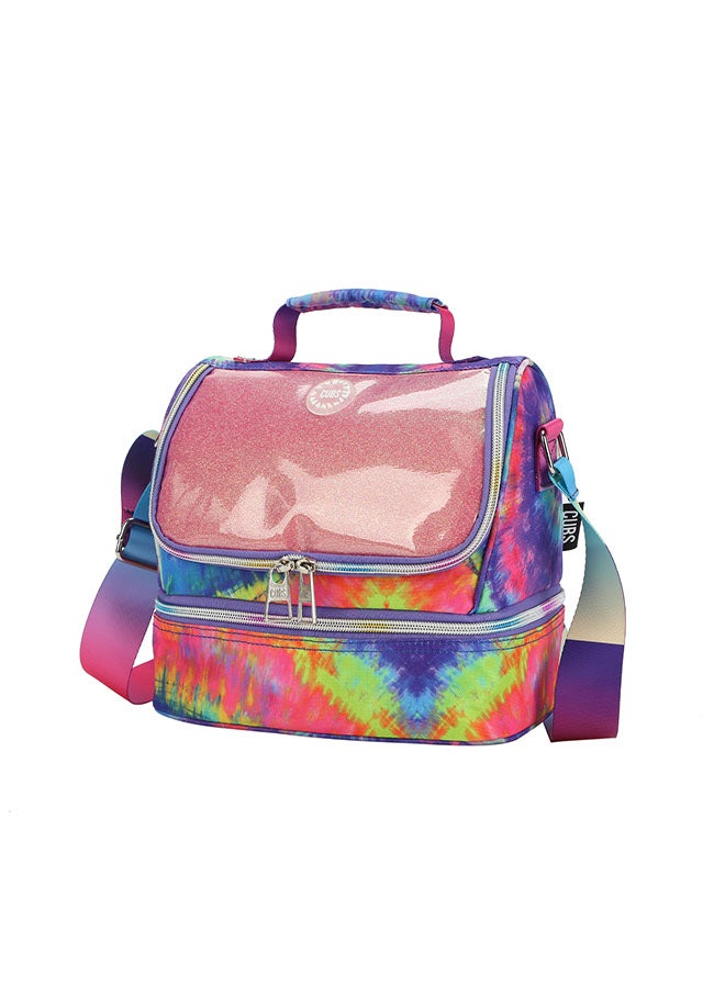 CUBS Tie Dyed Waterproof double decker lunch bag with removable shoulder strap carrying your favorite meals to school, work or while traveling - Image 4
