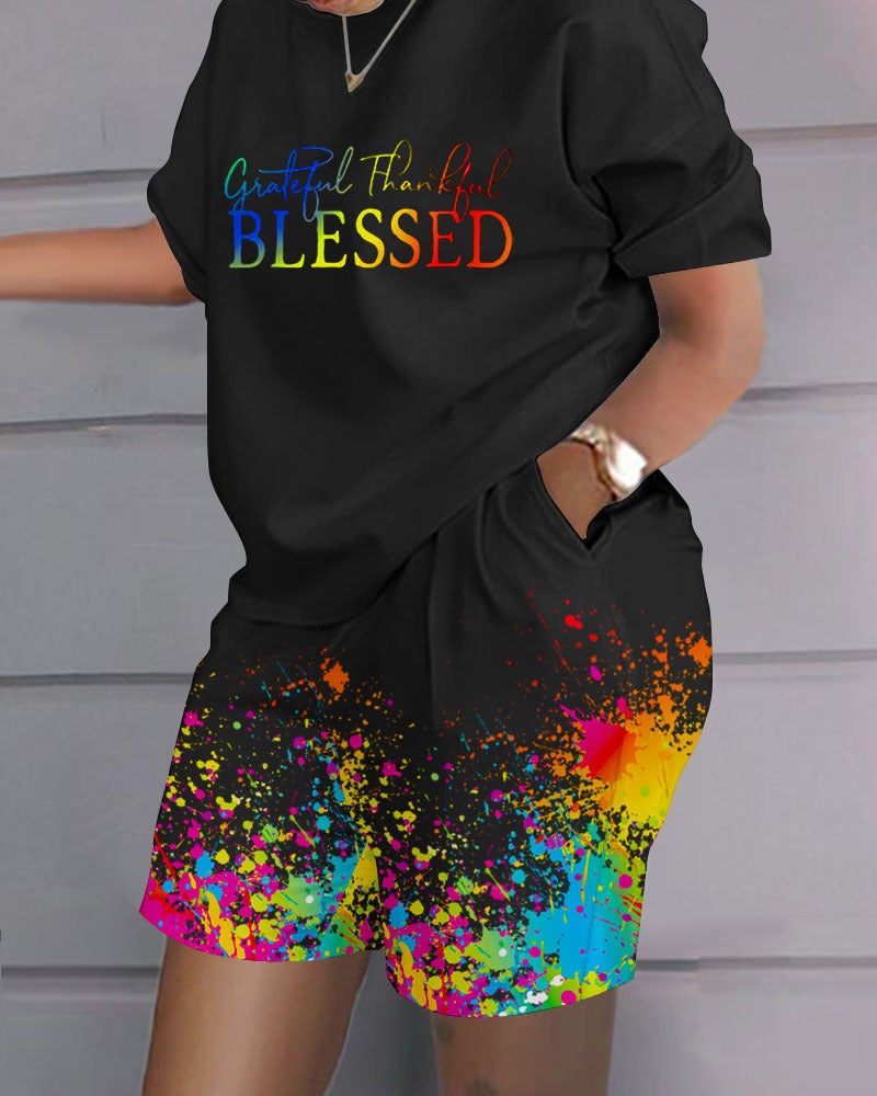 Hip-Hop Street Trendy Plus-Size Womens Casual Outfit Star Black Print