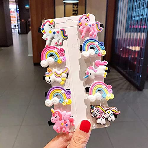 HOMEMATES 10 pcs Rainbow Unicorn Hair Clips Set Baby Hairpin For Kids Girls Toddler Barrettes Hair Accessories Baby Girl Clip - Image 2