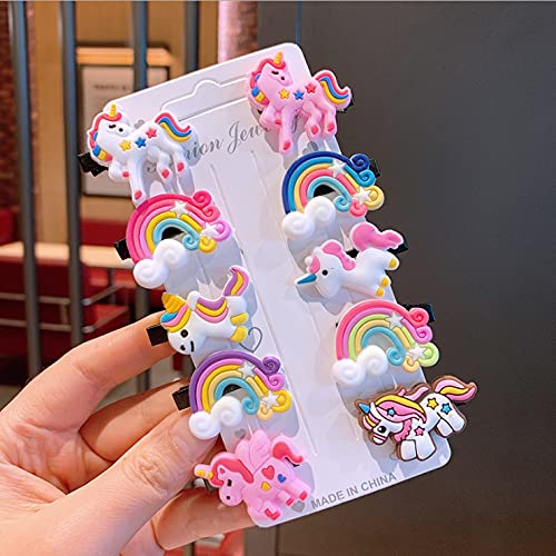 HOMEMATES 10 pcs Rainbow Unicorn Hair Clips Set Baby Hairpin For Kids Girls Toddler Barrettes Hair Accessories Baby Girl Clip - Image 1