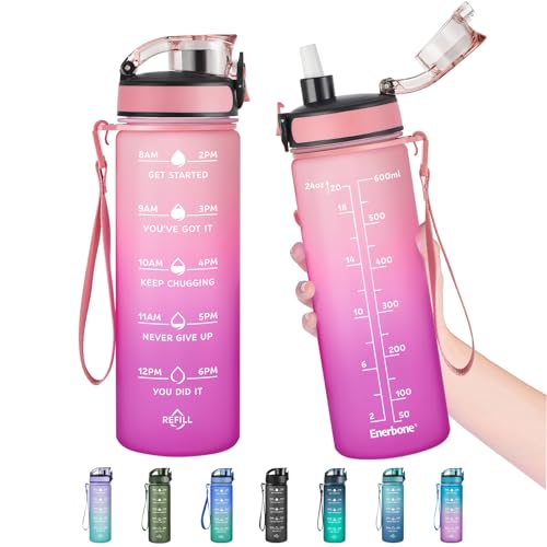 Enerbone 24 oz Water Bottle, Leakproof BPA & Toxic Free, Motivational Water Bottle with Times to Drink and Straw, Fitness Sports Water Bottle with Strap for Office, Gym, Outdoor Sports - Image 1