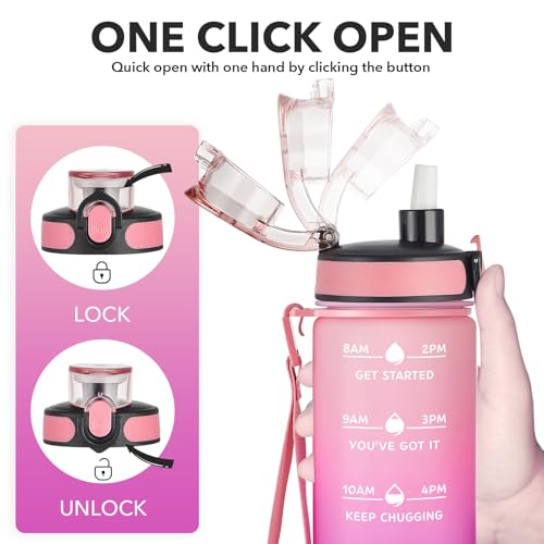 Enerbone 24 oz Water Bottle, Leakproof BPA & Toxic Free, Motivational Water Bottle with Times to Drink and Straw, Fitness Sports Water Bottle with Strap for Office, Gym, Outdoor Sports - Image 3