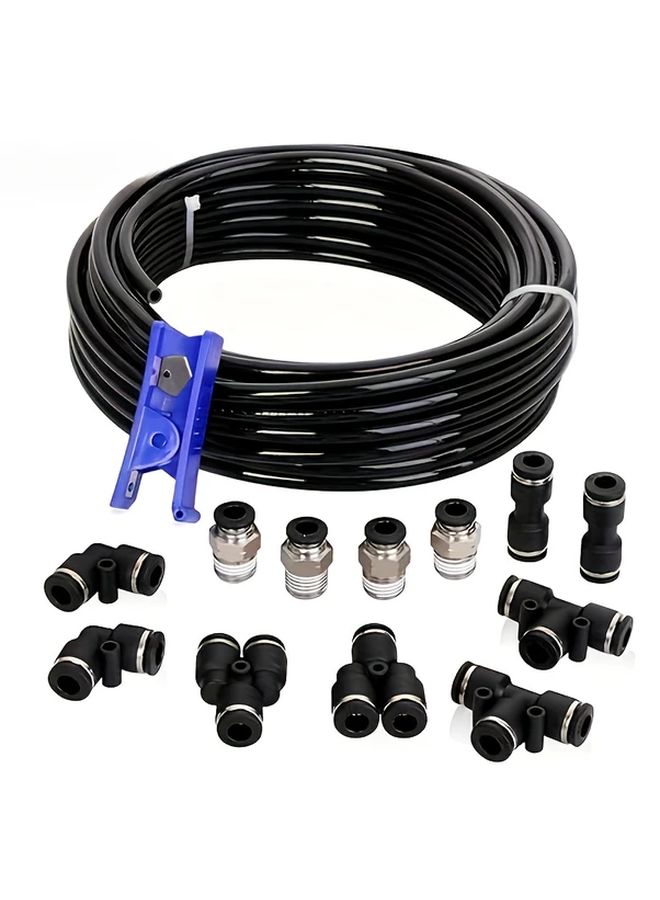 1 4 Inch OD 32 8 Feet PU Hose Air Fittings Quick Connect Kit 14 Pieces Universal Set - Image 1