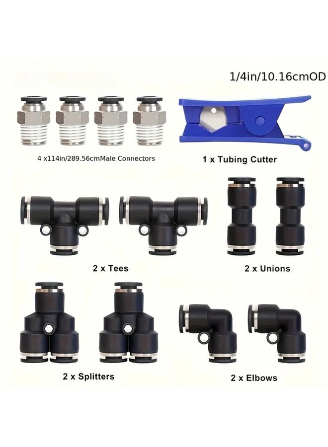 1 4 Inch OD 32 8 Feet PU Hose Air Fittings Quick Connect Kit 14 Pieces Universal Set - Image 3