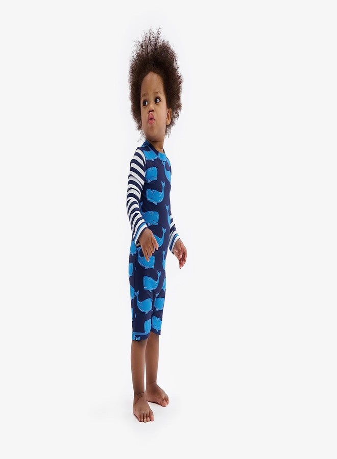 Hatley Baby Boy's One Piece Rashguard Swimsuit, Block Whales - Image 2