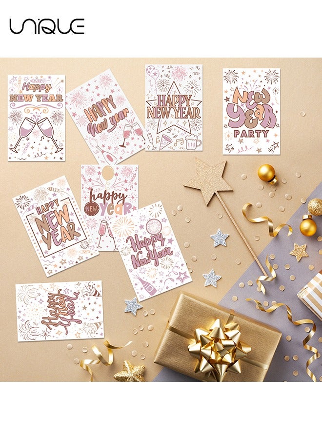 Unique 26 Pcs Greeting Card Set - 12 Styles Happy New Year Greeting Card - 12 Envelopes - Happy New Year Stickers - Suitable for Invitation Gifts, Holiday Wishes - Image 5