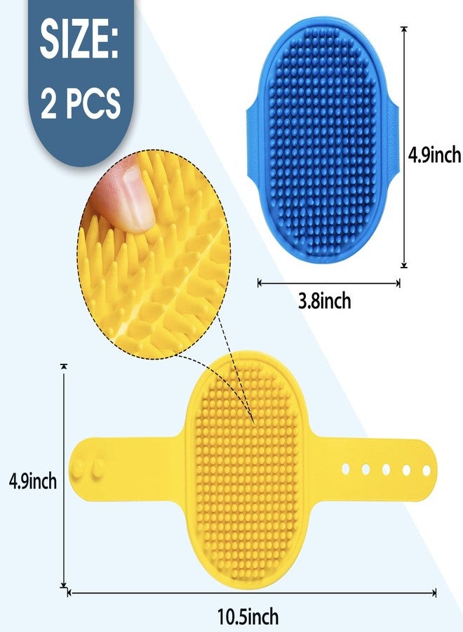 Lilpep Dog Grooming Brush, Lilpep Pet Shampoo Bath Brush Soothing Massage Rubber Comb with Adjustable Ring Handle for Long Short Haired Dogs and Cats (Blue+Yellow, pack of 2) - Image 2