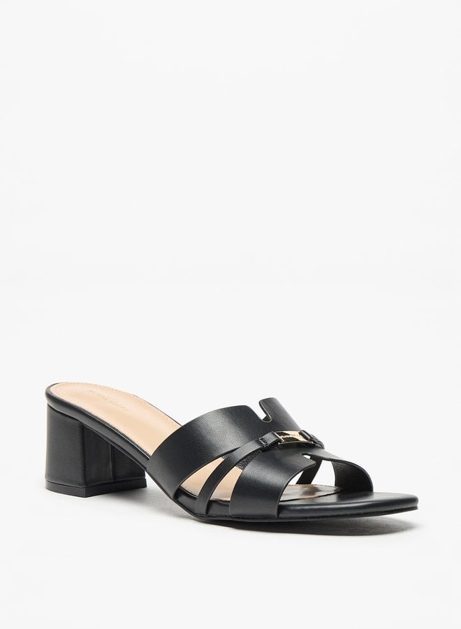 Flora Bella By Shoexpress Solid Slip-On Sandals with Block Heels  - Image 1