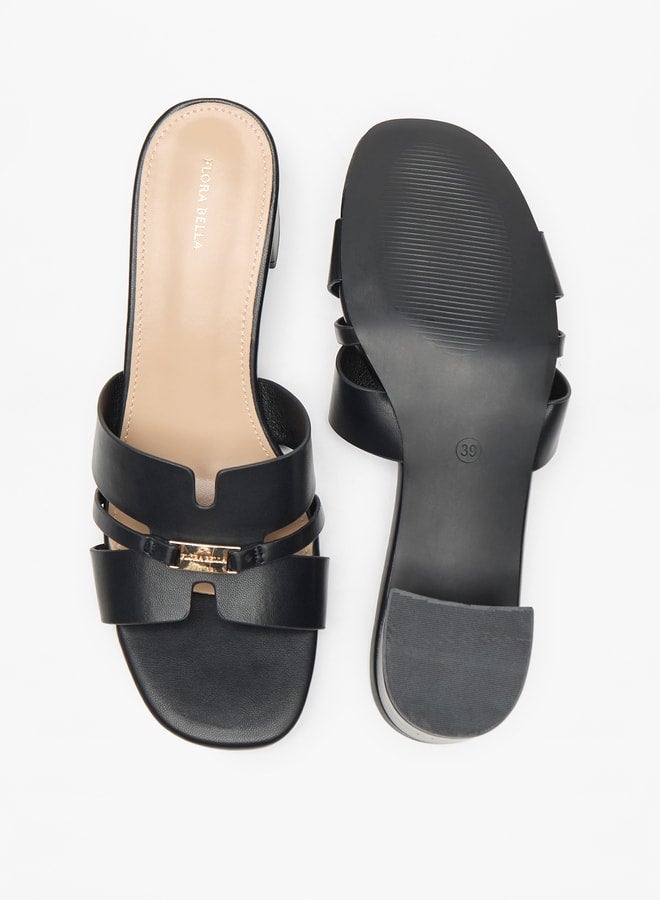 Flora Bella By Shoexpress Solid Slip-On Sandals with Block Heels  - Image 4
