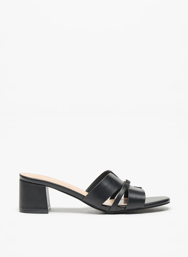 Flora Bella By Shoexpress Solid Slip-On Sandals with Block Heels  - Image 3