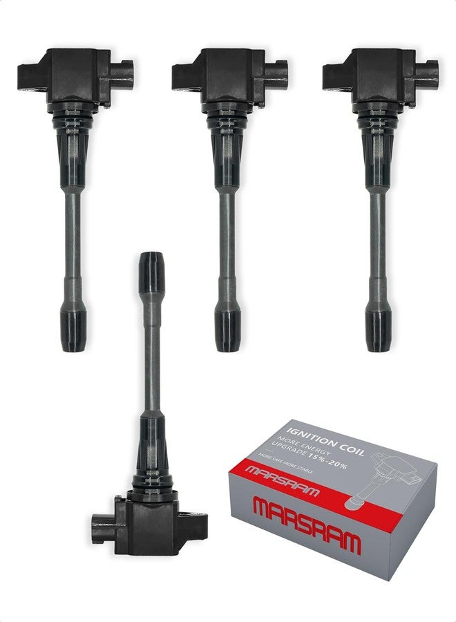 Marsram مجموعة ملفات إشعال Marsram UF549 لسيارات نيسان ألتيما، فيرسا، سنترا، كيوب، NV200، روغ موديلات 2007-2012، وإنفينيتي M56، FX50، QX60 بمحركات 2.5 لتر، 2.0 لتر، و1.8 لتر موديلات 2013-2015. بديل للرقم C1696. 4 قطع - Image 1