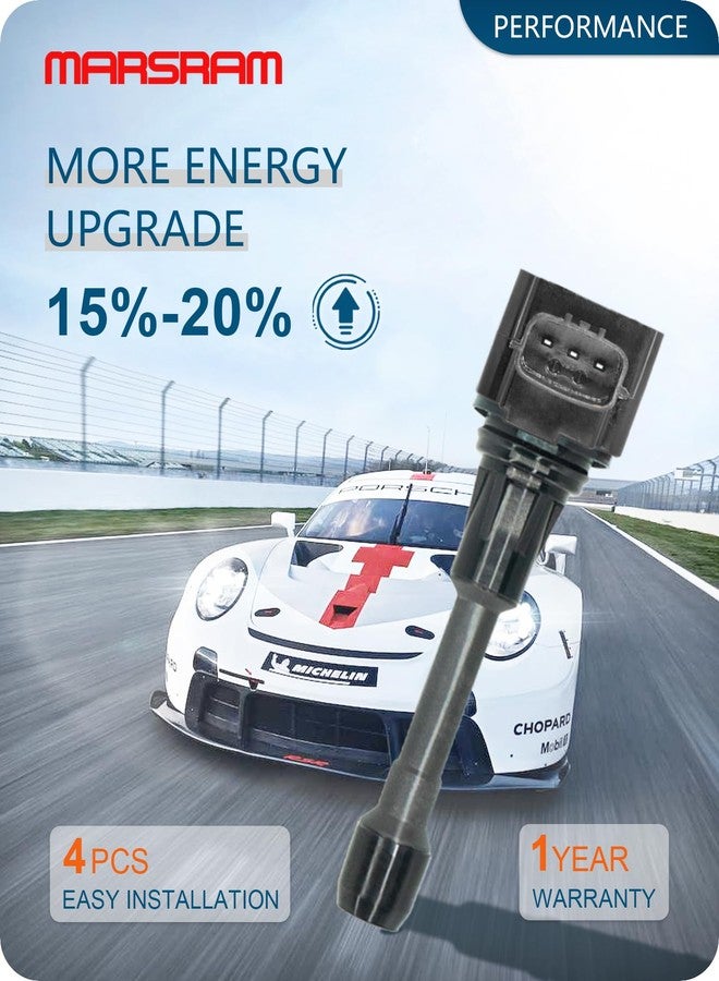 Marsram مجموعة ملفات إشعال Marsram UF549 لسيارات نيسان ألتيما، فيرسا، سنترا، كيوب، NV200، روغ موديلات 2007-2012، وإنفينيتي M56، FX50، QX60 بمحركات 2.5 لتر، 2.0 لتر، و1.8 لتر موديلات 2013-2015. بديل للرقم C1696. 4 قطع - Image 3
