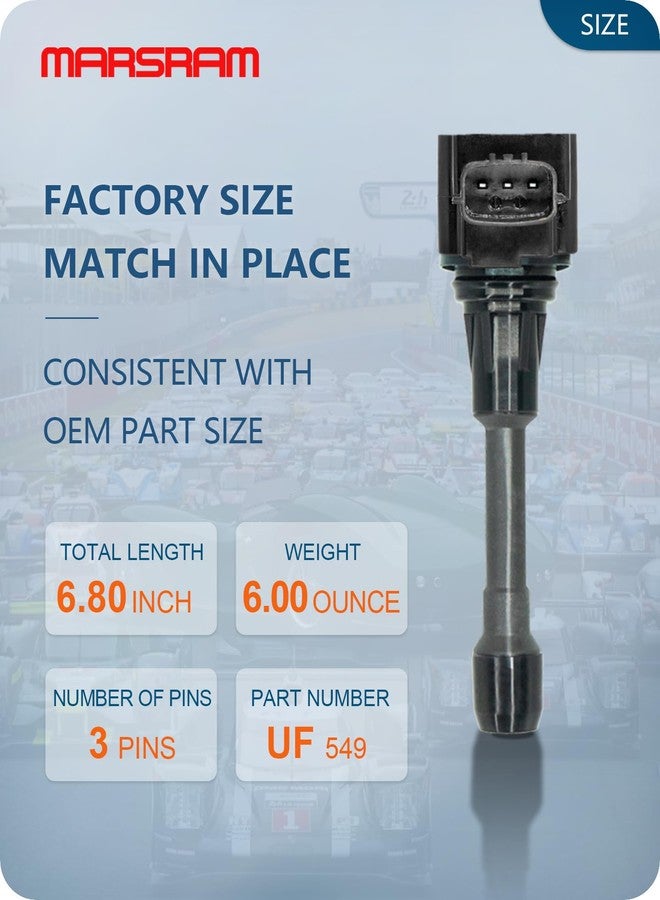 Marsram مجموعة ملفات إشعال Marsram UF549 لسيارات نيسان ألتيما، فيرسا، سنترا، كيوب، NV200، روغ موديلات 2007-2012، وإنفينيتي M56، FX50، QX60 بمحركات 2.5 لتر، 2.0 لتر، و1.8 لتر موديلات 2013-2015. بديل للرقم C1696. 4 قطع - Image 5