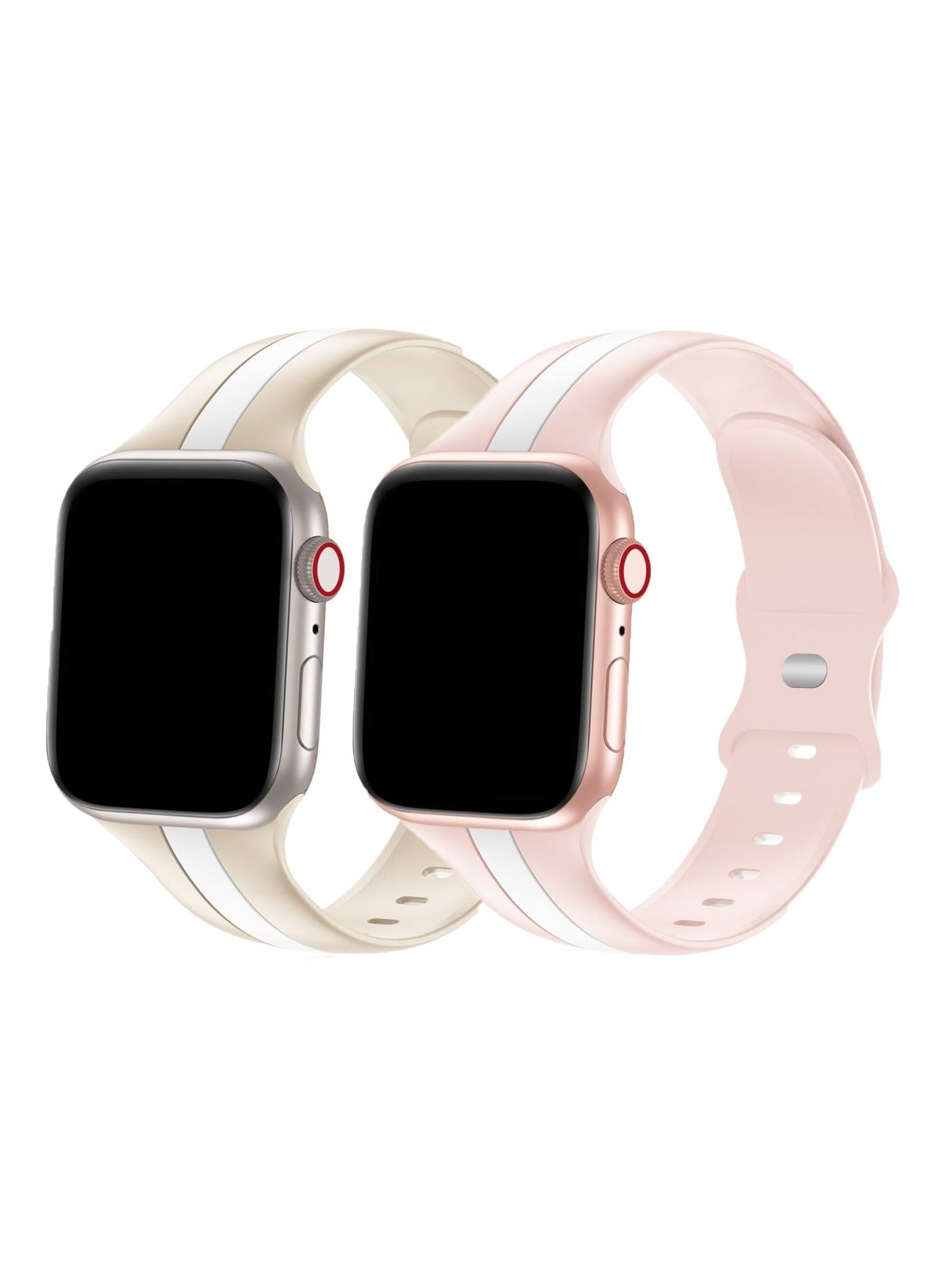 (pack of 2) Double Colors Bands Compatible with Apple Watch Ultra 3/2/1 Ultra 49mm 46mm 45mm 44mm 42mm for Men Women, Soft Silicone,Waterproof Strap for iWatch Series 11 10 9 8 7 6 5 4 3 2 1 SE