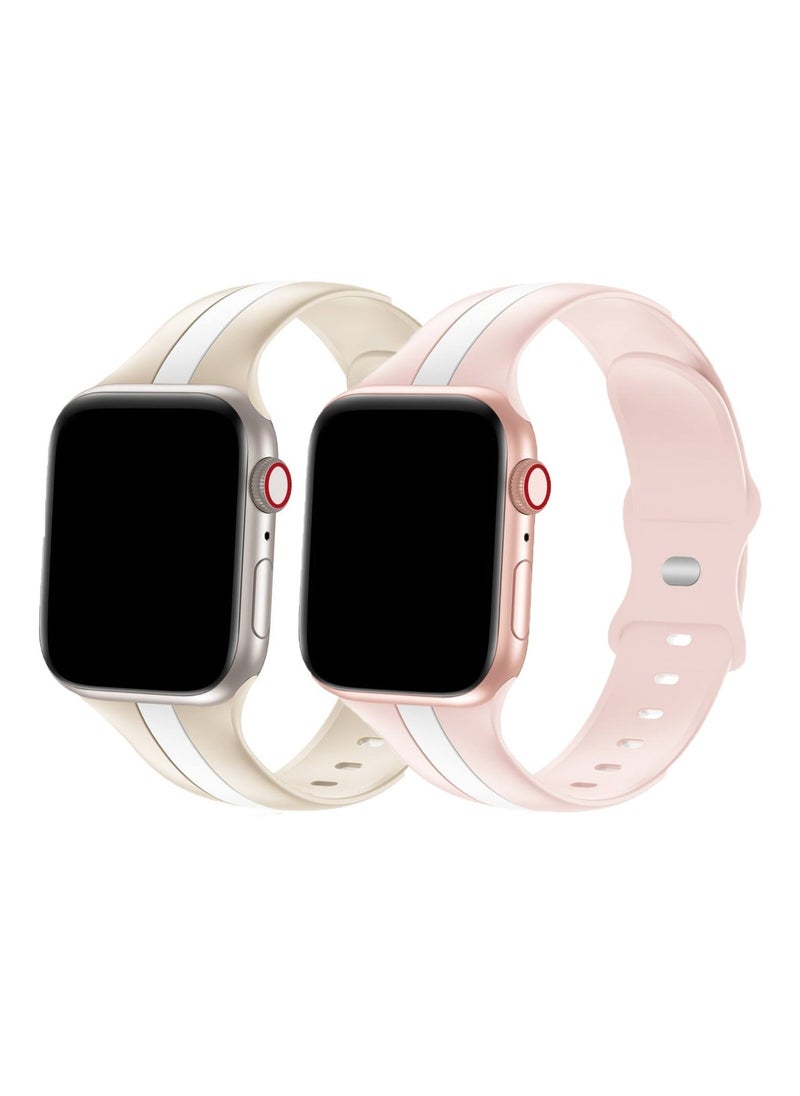 TEMPO Double Colors Bands Compatible with Apple Watch Ultra 2/1 Ultra 49mm 46mm 45mm 44mm 42mm for Men Women, Soft Silicone,Waterproof Strap for iWatch Series 10 9 8 7 6 5 4 3 2 1 SE  - Image 1