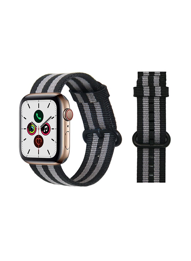 Perfii Round Buckle Nylon Replacement Band For Apple Watch Series 5/4/3/2/1 Black Grey - Image 2