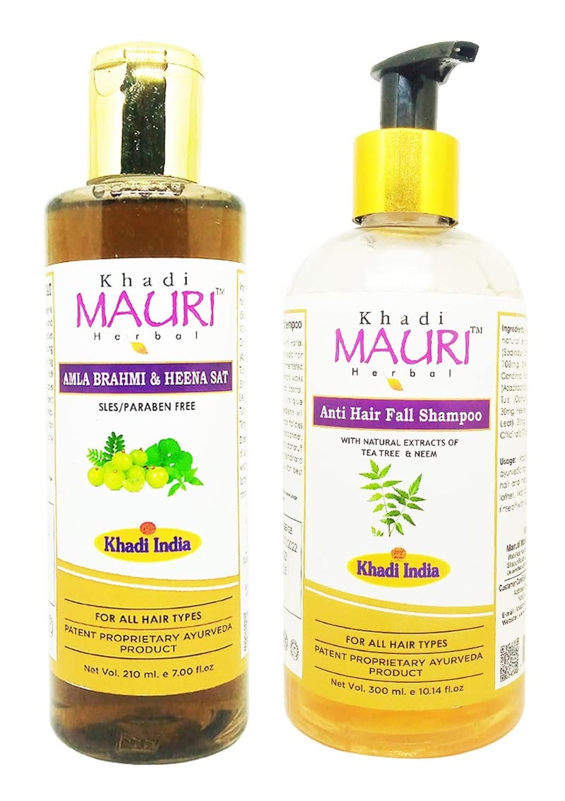 Khadi Mauri Amla Brahmi Henna Anti Hair Fall Shampoo Pack of 2 510 ml - Image 1