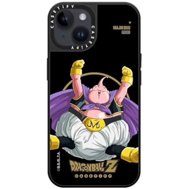 Casetify Mirror iPhone 14 Case 【Dragon Ball Colab/Reflective / 4.9ft Drop Protection/Magsafe】 - Majin Buu Good - Silver on Black - Image 2