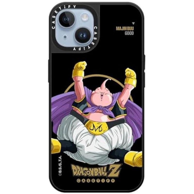 Casetify Mirror iPhone 14 Case 【Dragon Ball Colab/Reflective / 4.9ft Drop Protection/Magsafe】 - Majin Buu Good - Silver on Black - Image 3