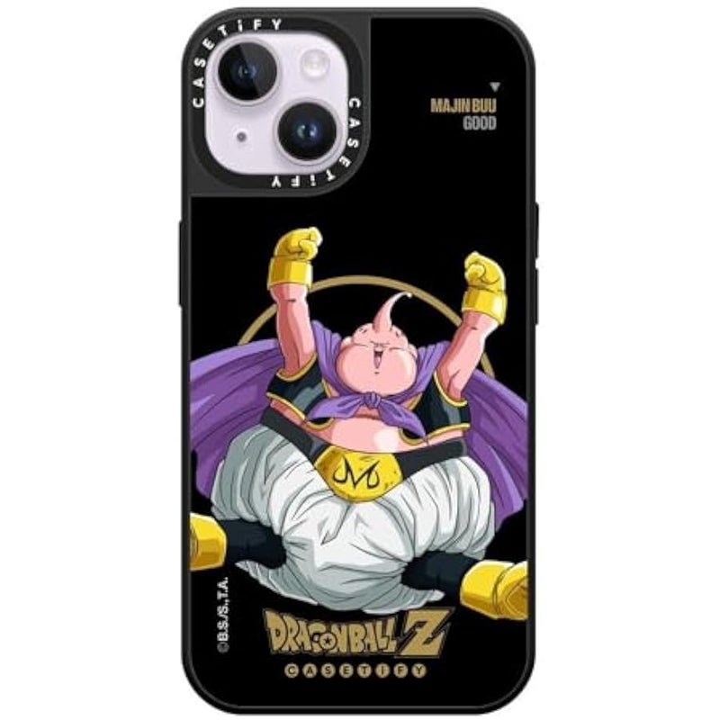 Casetify Mirror iPhone 14 Case 【Dragon Ball Colab/Reflective / 4.9ft Drop Protection/Magsafe】 - Majin Buu Good - Silver on Black - Image 4