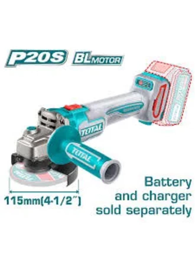TOTAL Angle Grinder 4.5" Battery without Carbon Brush - Image 2