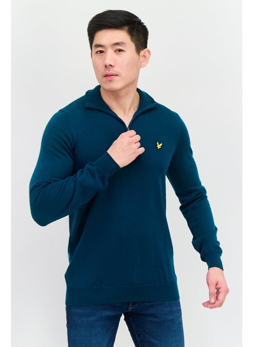 Men Mock Neck Embroidered Logo Knitted Sweater, Green - pzsku/Z3E52412578CF2B405A9AZ/45/_/1737642085/917c29e7-9bb3-444f-b3c0-55f4e60ef5de