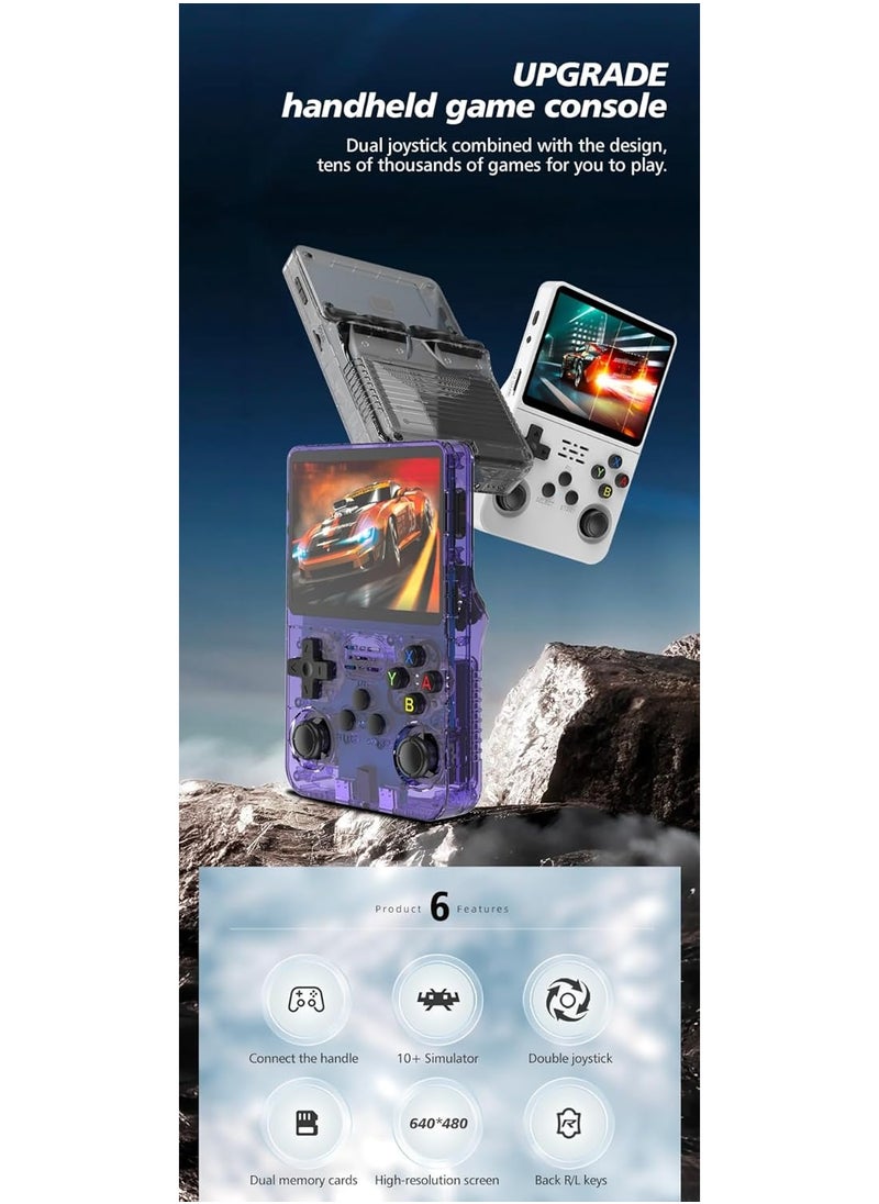 ANBERNIC  - ANBERNIC R36S Retro Handheld Game Console with 3.5 Inch IPS HD Display, Linux System, 1000 Inbuilt Games, 64GB Game Card – Compact Pocket Video Game (Purple) - Image 1