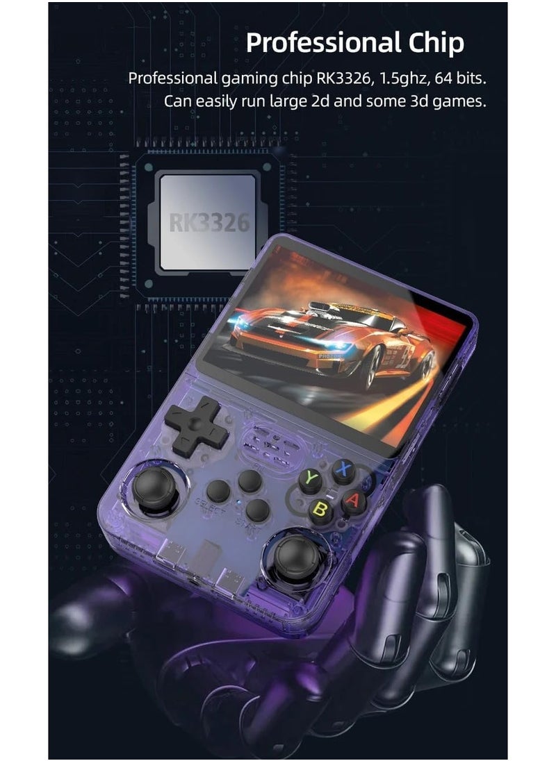 ANBERNIC  - ANBERNIC R36S Retro Handheld Game Console with 3.5 Inch IPS HD Display, Linux System, 1000 Inbuilt Games, 64GB Game Card – Compact Pocket Video Game (Purple) - Image 1