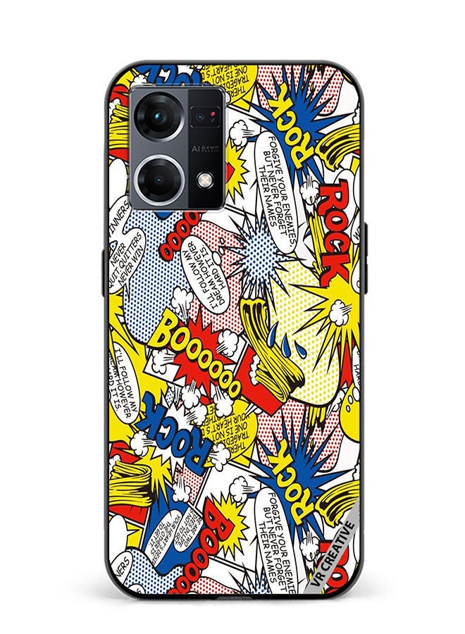 VR CREATIVE Protective Case Cover For Oppo Reno8 4G Pop Art Design Multicolour - Image 1