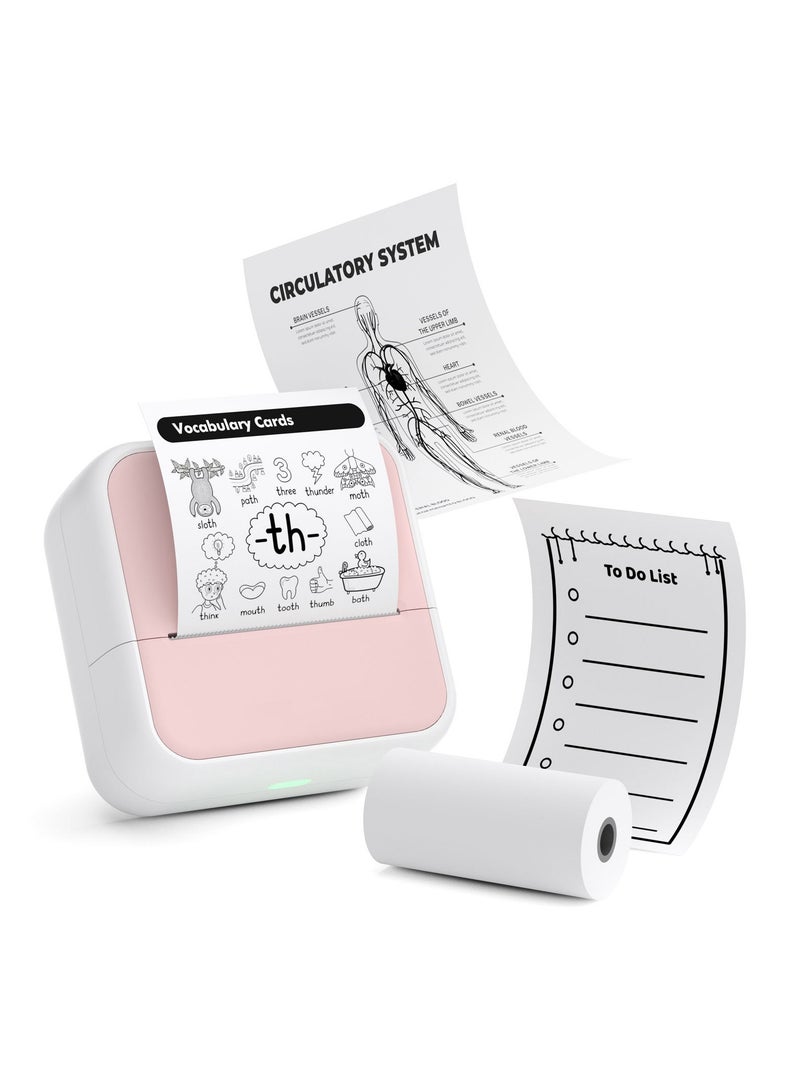 Smart Mistake-Correction Thermal Printer – Mini Bluetooth Label & Pocket Photo Printer, Ink-Free, HD Printing, OCR Text Recognition, Note & Homework Organizer, Compatible with iOS & Android, Pink - Image 1