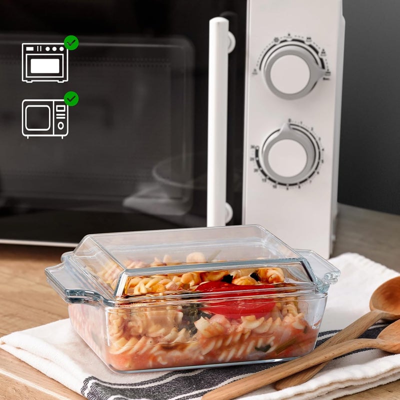 NUTRIUPS Set of 2 Glass Casserole Dish With Glass Lid, Square 6in x 6in Glass Baking Dish Oven Safe, Mini Casserole Dish with Lid - Image 5