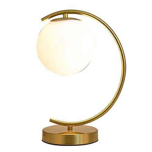 KCO Lighting Mid-Century Bedside Table Lamp Modern Glass Ball Desk Lamp Gold Reading Lamp Moon Shape Metal Table Light for Bedroom Living Room Office - Image 1