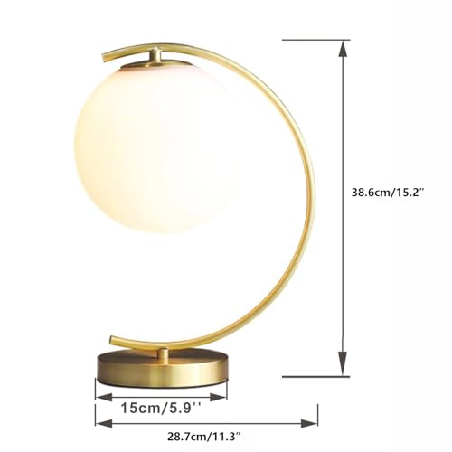 KCO Lighting Mid-Century Bedside Table Lamp Modern Glass Ball Desk Lamp Gold Reading Lamp Moon Shape Metal Table Light for Bedroom Living Room Office - Image 2